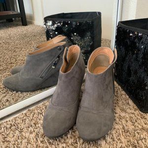 Grey Zippered Ankle Boots